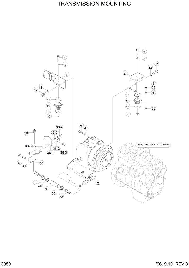 Схема запчастей Hyundai HL750 - TRANSMISSION MOUNTING 