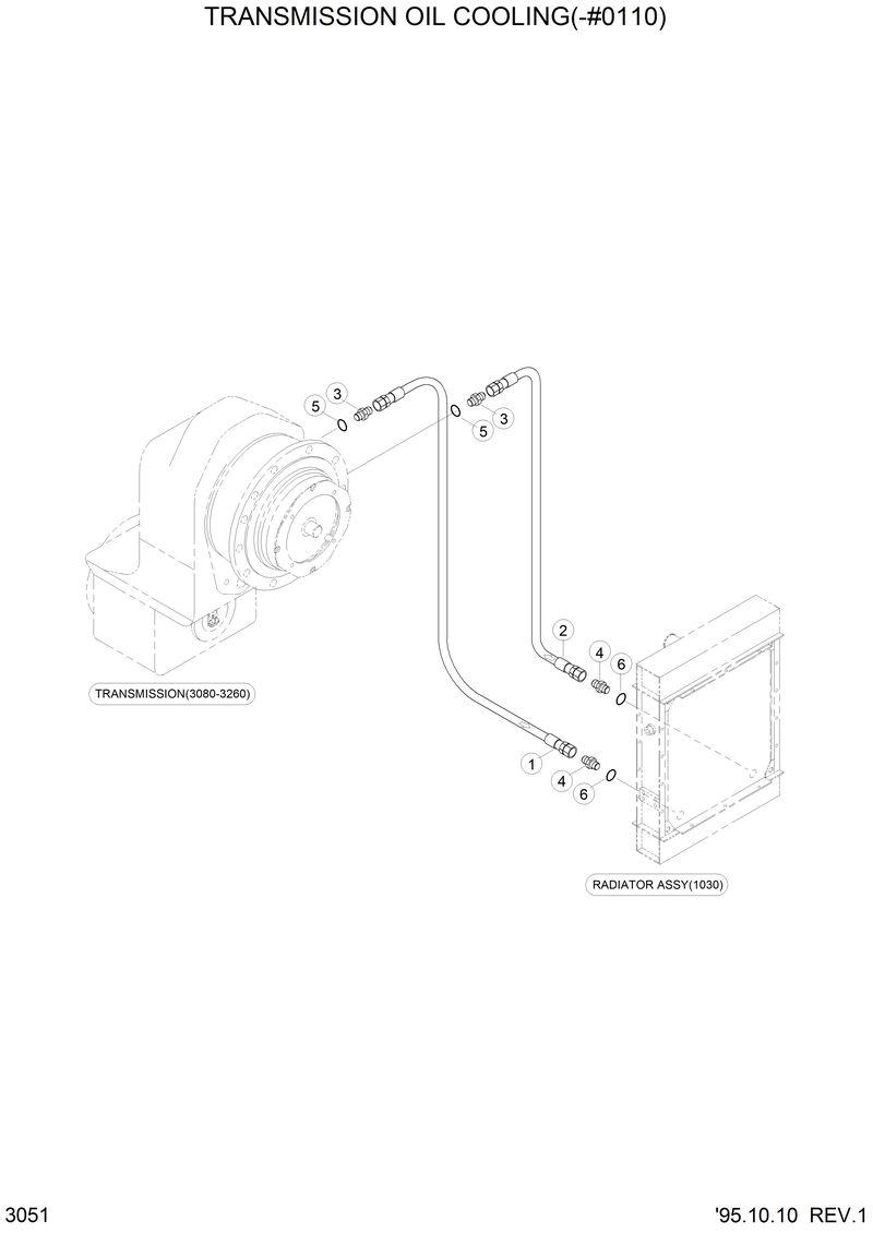 Схема запчастей Hyundai HL750 - TRANSMISSION OIL COOLING(-#0110) 
