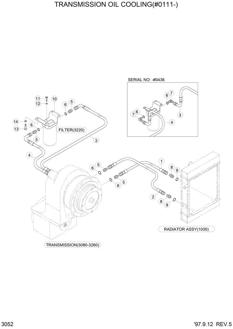 Схема запчастей Hyundai HL750 - TRANSMISSION OIL COOLING(#0111-) 