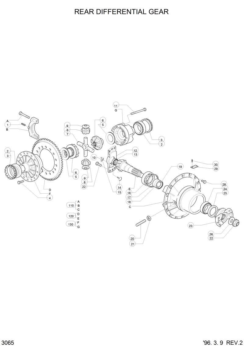Схема запчастей Hyundai HL750 - REAR DIFFERENTIAL GEAR 