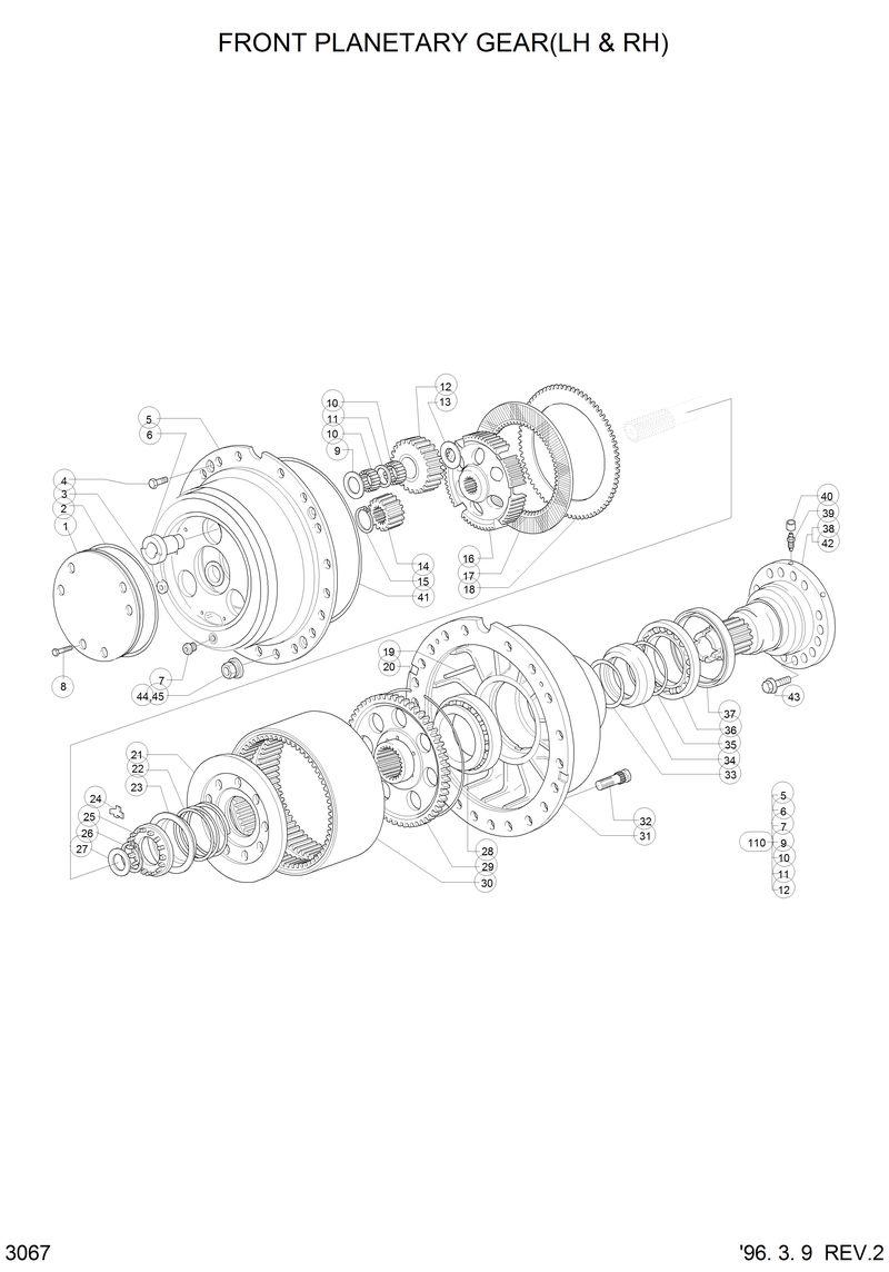 Схема запчастей Hyundai HL750 - FRONT PLANETARY GEAR(-#0109, LH &amp; RH) 