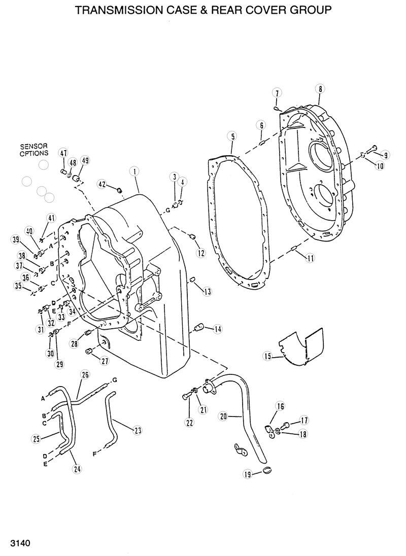 Схема запчастей Hyundai HL750 - TRANSMISSION CASE &amp; REAR COVER GROUP 