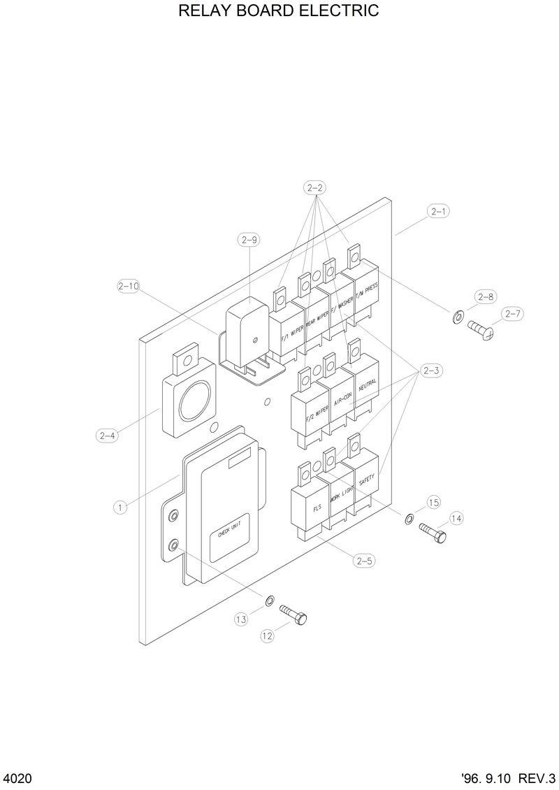 Схема запчастей Hyundai HL750 - RELAY BOARD ELECTRIC 
