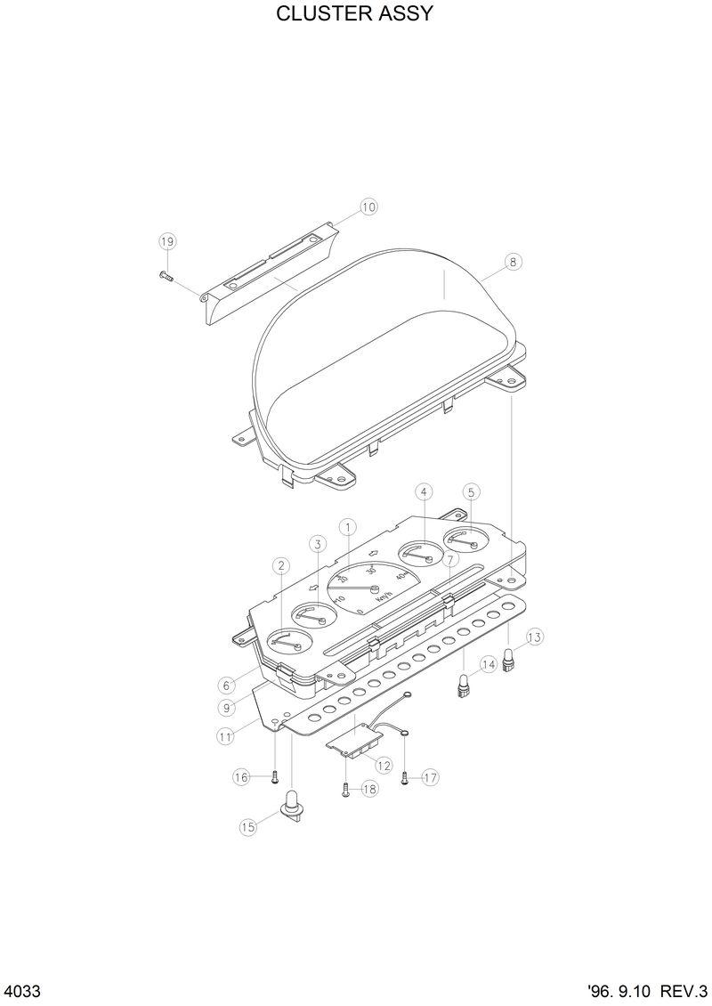 Схема запчастей Hyundai HL750 - CLUSTER ASSY 