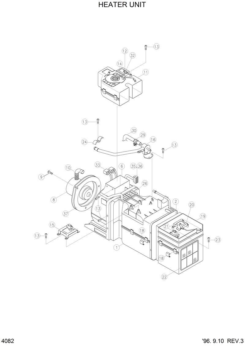 Схема запчастей Hyundai HL750 - HEATER UNIT(#0210-) 