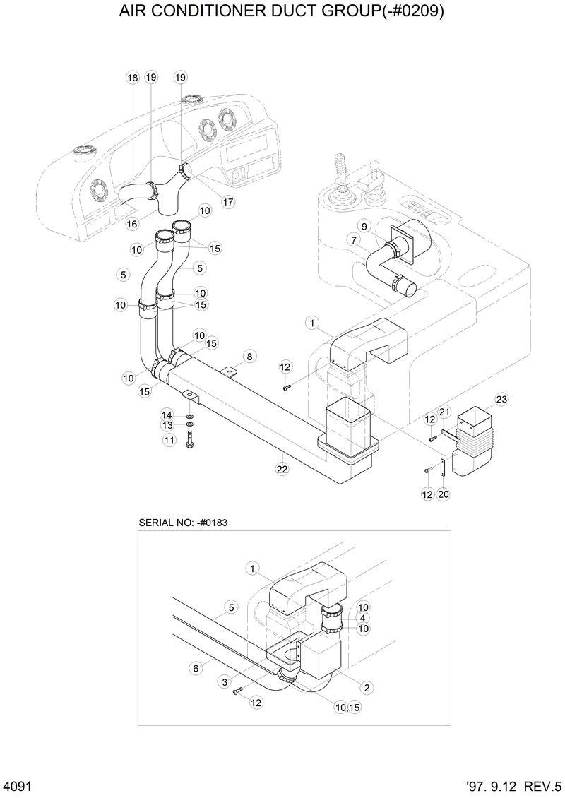 Схема запчастей Hyundai HL750 - AIR CONDITIONER DUCT GROUP(-#0209) 