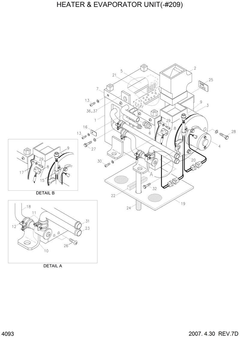Схема запчастей Hyundai HL750 - HEATER &amp; EVAPORATOR UNIT(-#0209) 