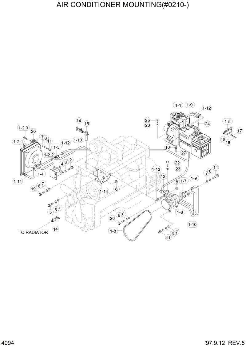 Схема запчастей Hyundai HL750 - AIR CONDITIONER MOUNTING(#0210-) 