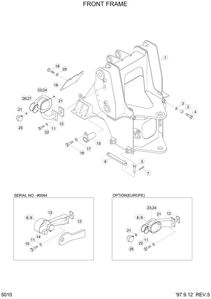 Схема запчастей Hyundai HL750 - FRONT FRAME 