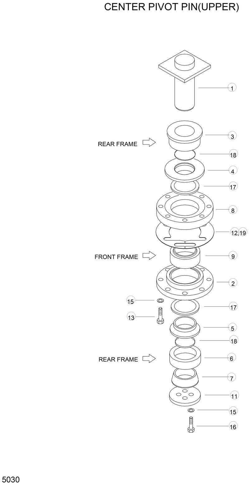 Схема запчастей Hyundai HL750 - CENTER PIVOT PIN(UPPER) 