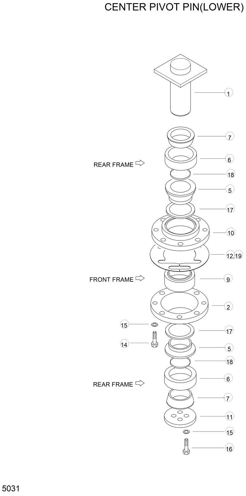 Схема запчастей Hyundai HL750 - CENTER PIVOT PIN(LOWER) 