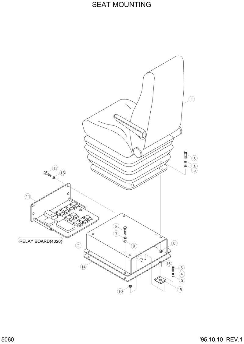 Схема запчастей Hyundai HL750 - SEAT MOUNTING 