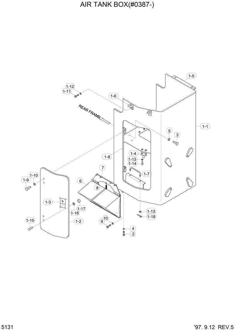 Схема запчастей Hyundai HL750 - ALR TANK BOX(#0387-) 