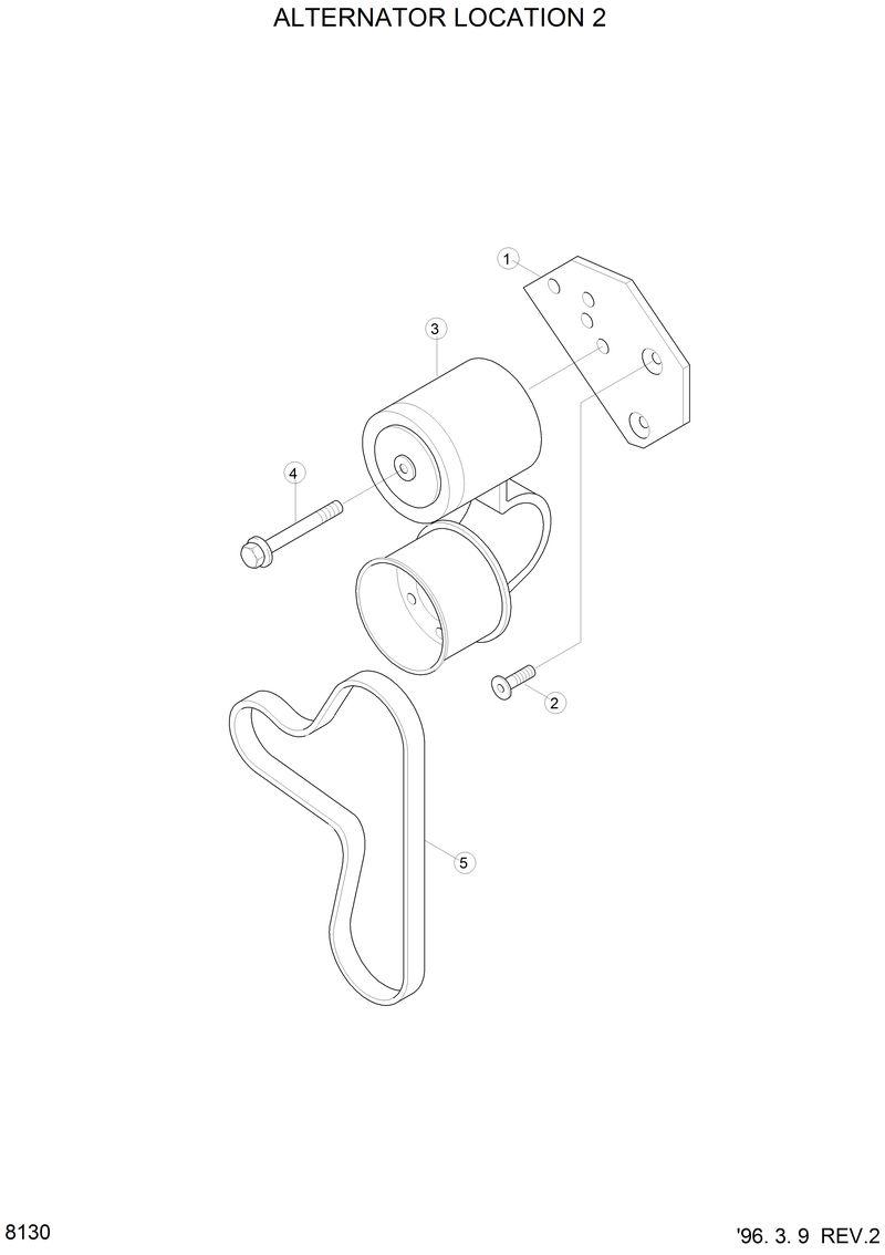 Схема запчастей Hyundai HL750 - ALTERNATOR LOCATION2 