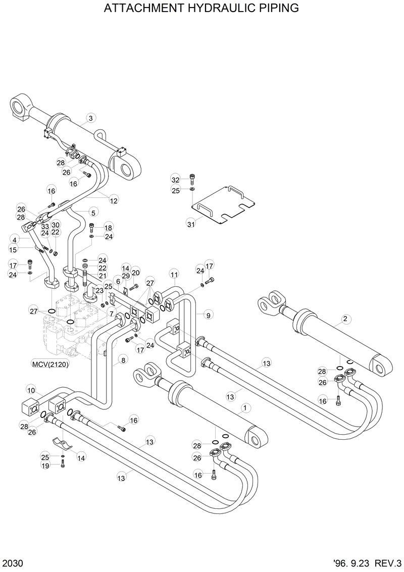 Схема запчастей Hyundai HL760 - ATTACHMENT HYDRAULIC PIPING 