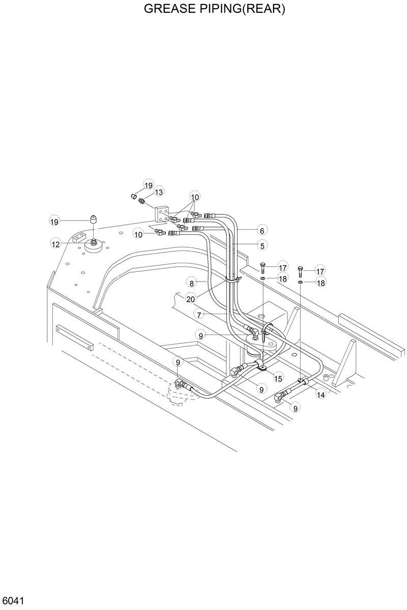 Схема запчастей Hyundai HL760 - GREASE PIPING(REAR) 