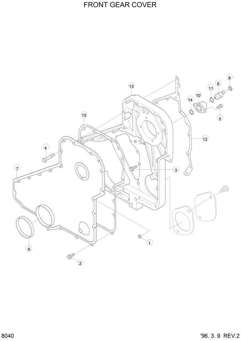 Схема запчастей Hyundai HL760 - FRONT GEAR COVER 