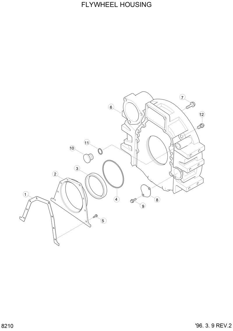 Схема запчастей Hyundai HL760 - FLYWHEEL HOUSING 