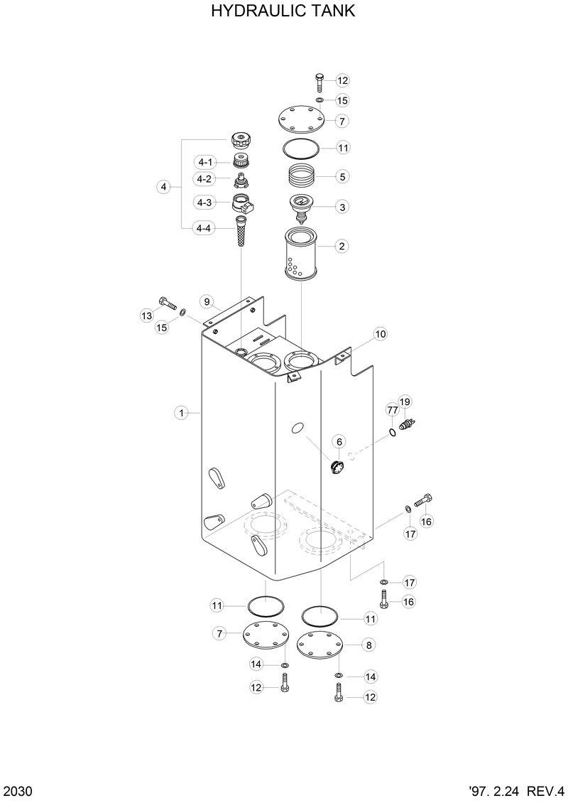 Схема запчастей Hyundai HL770 - HYDRAULIC TANK 