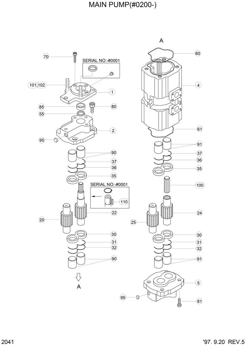 Схема запчастей Hyundai HL770 - MAIN PUMP(#0200-) 