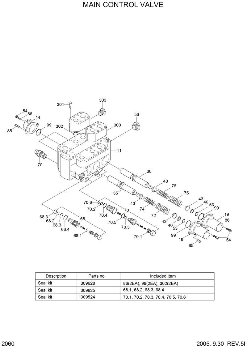Схема запчастей Hyundai HL770 - MAIN CONTROL VALVE 