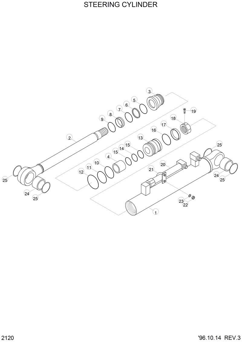 Схема запчастей Hyundai HL770 - STEERING CYLINDER 