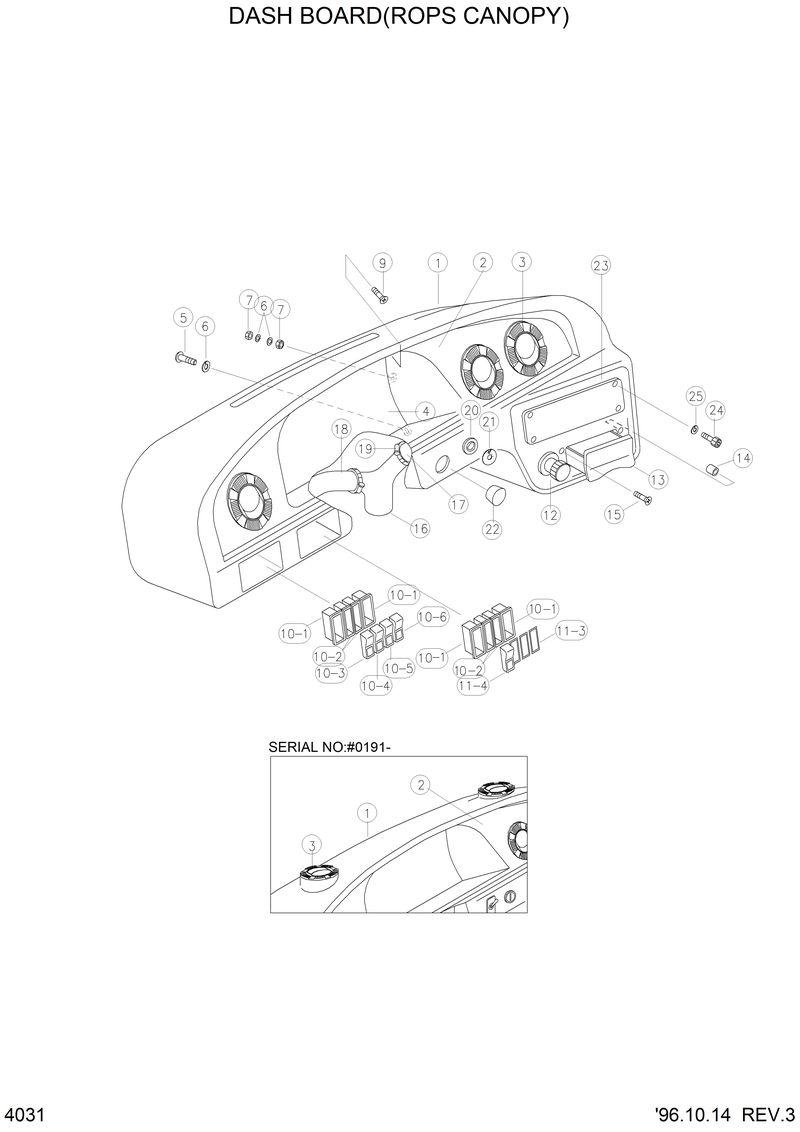 Схема запчастей Hyundai HL770 - DASH BOARD(ROPS CANOPY) 