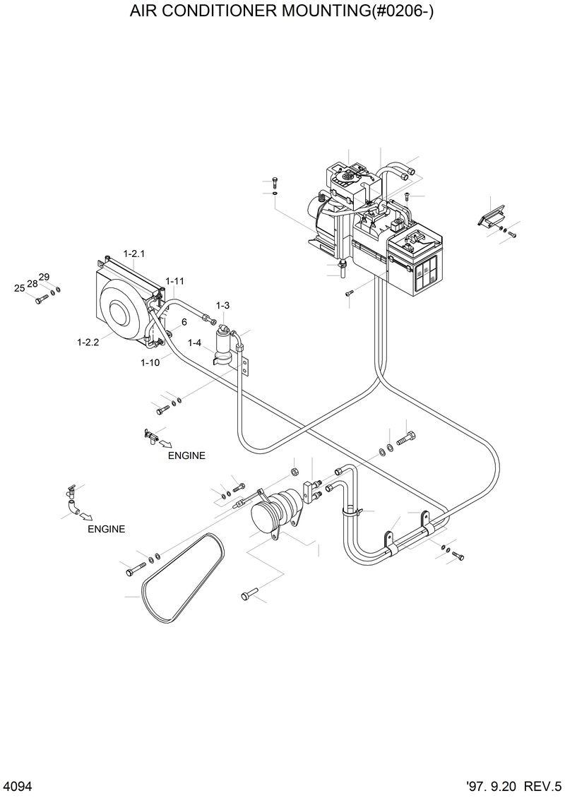 Схема запчастей Hyundai HL770 - AIR CONDITIONER MOUNTING(#0206-) 