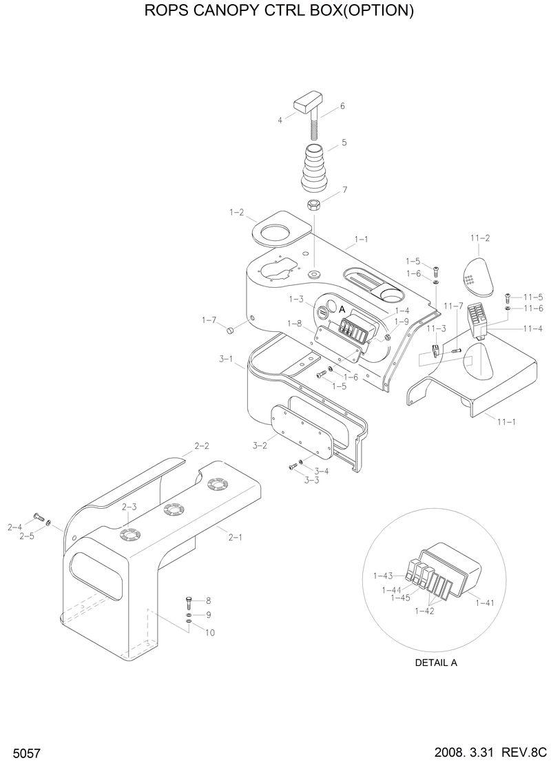 Схема запчастей Hyundai HL770 - CONTROL BOX(ROPS CANOPY) 