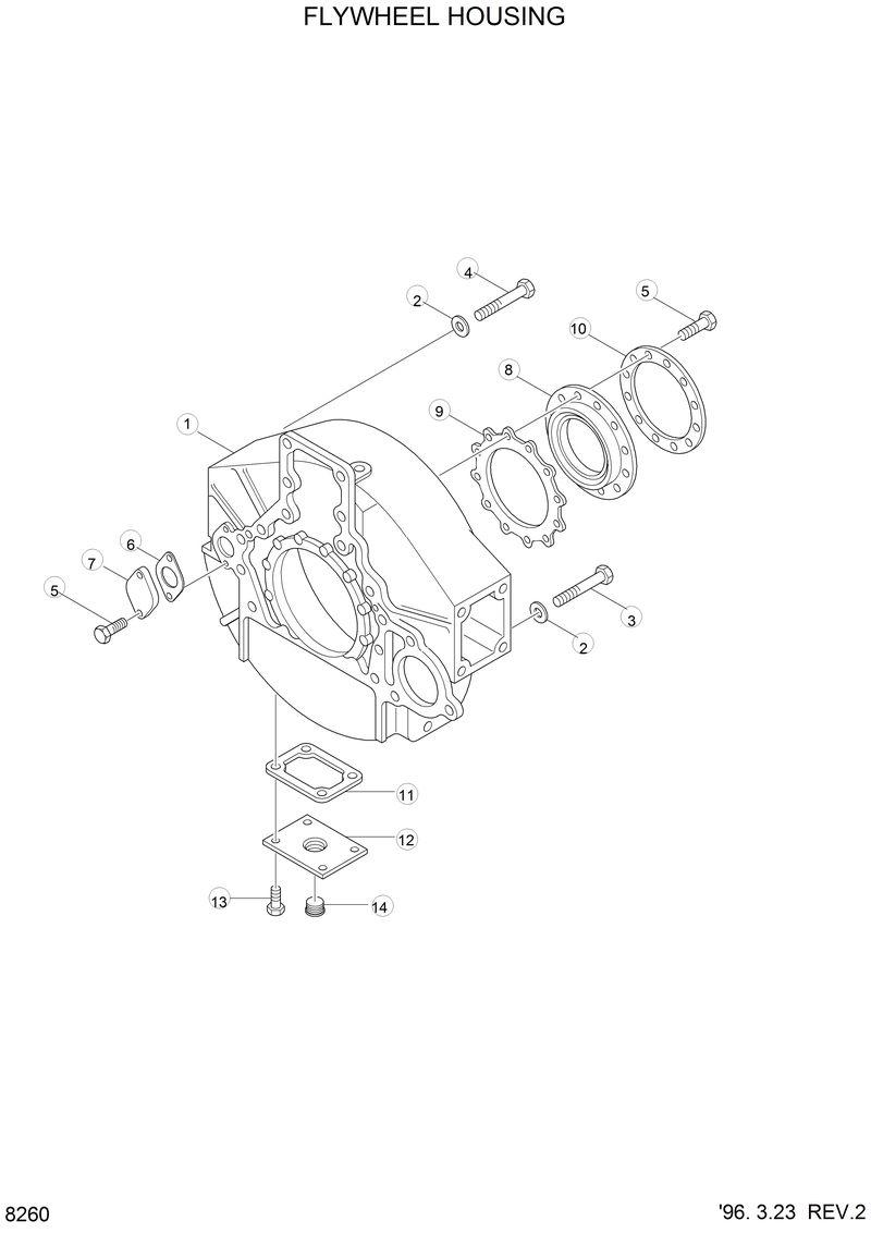 Схема запчастей Hyundai HL770 - FLYWHEEL HOUSING 