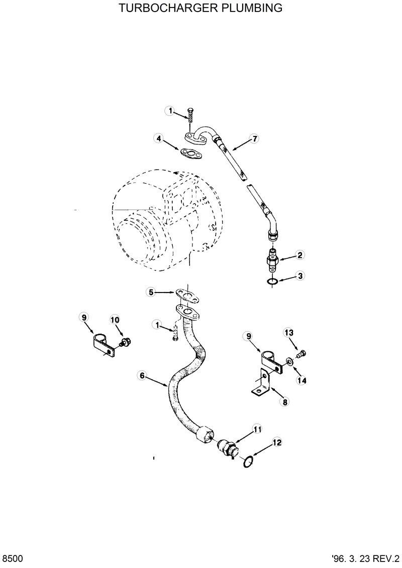 Схема запчастей Hyundai HL770 - TURBOCHARGER PLUMBING 