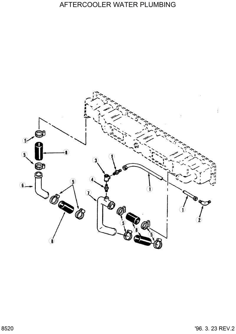 Схема запчастей Hyundai HL770 - AFTERCOOLER WATER PLUMBING 