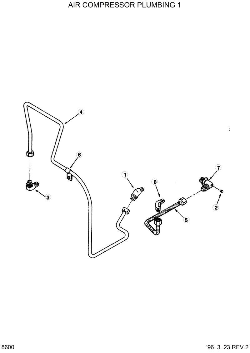Схема запчастей Hyundai HL770 - AIR COMPRESSOR PLUMBING 1 
