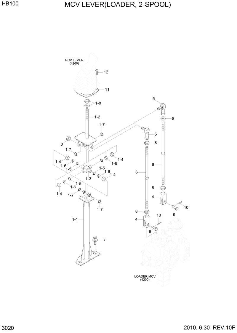 Схема запчастей Hyundai HB100 - MCV LEVER (LOADER, 2-SPOOL) 