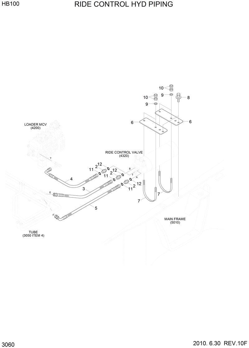 Схема запчастей Hyundai HB100 - RIDE CONTROL HYD PIPING 