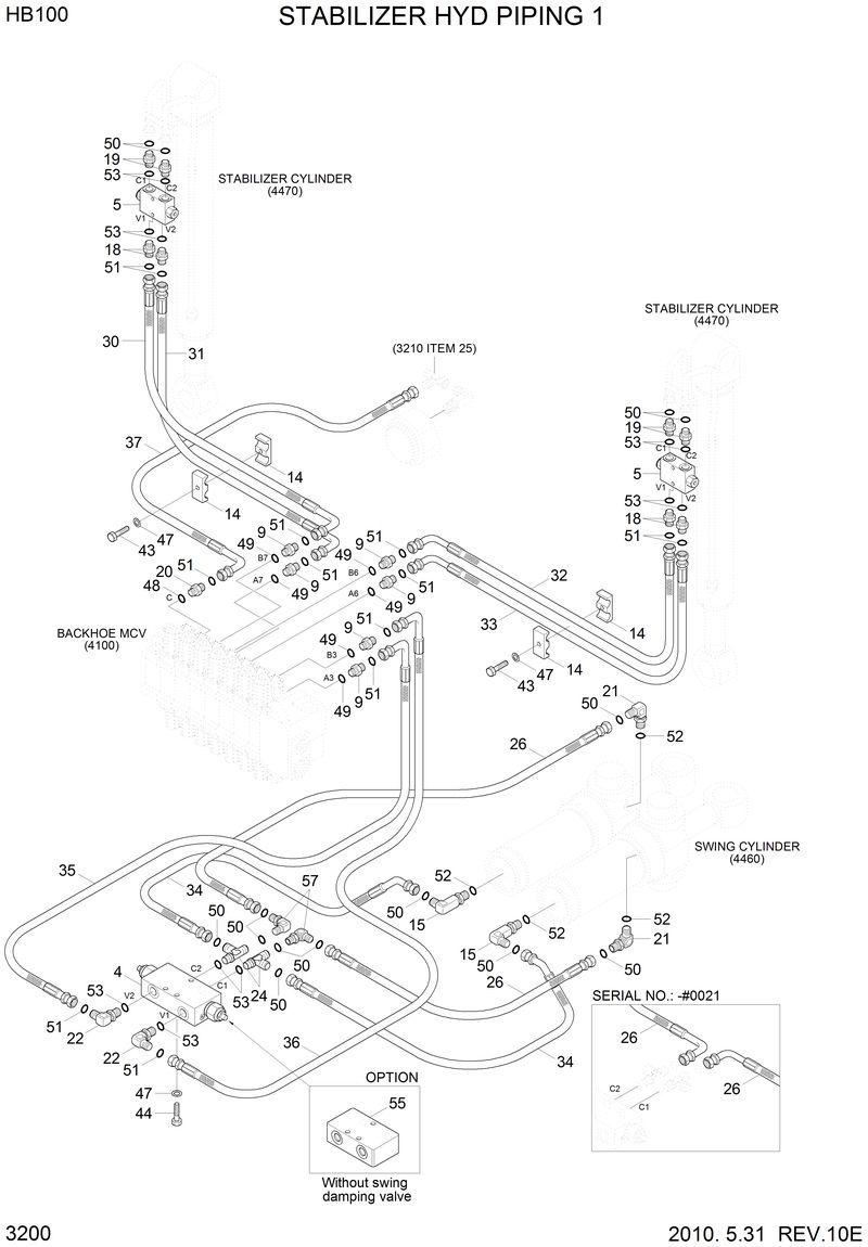 Схема запчастей Hyundai HB100 - STABILIZER HYD PIPING 1 