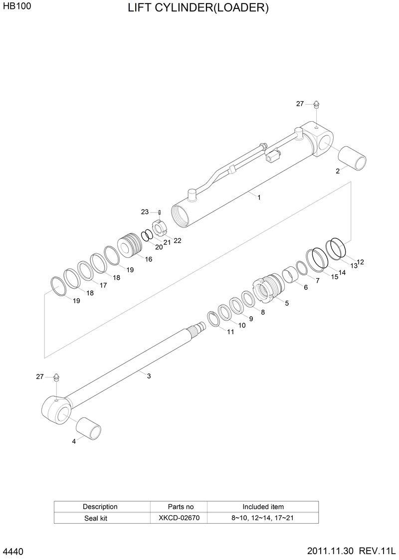 Схема запчастей Hyundai HB100 - LIFT CYLINDER (LOADER) 
