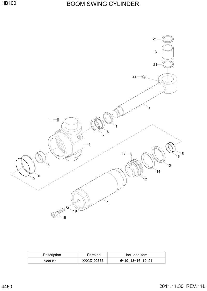 Схема запчастей Hyundai HB100 - BOOM SWING CYLINDER 