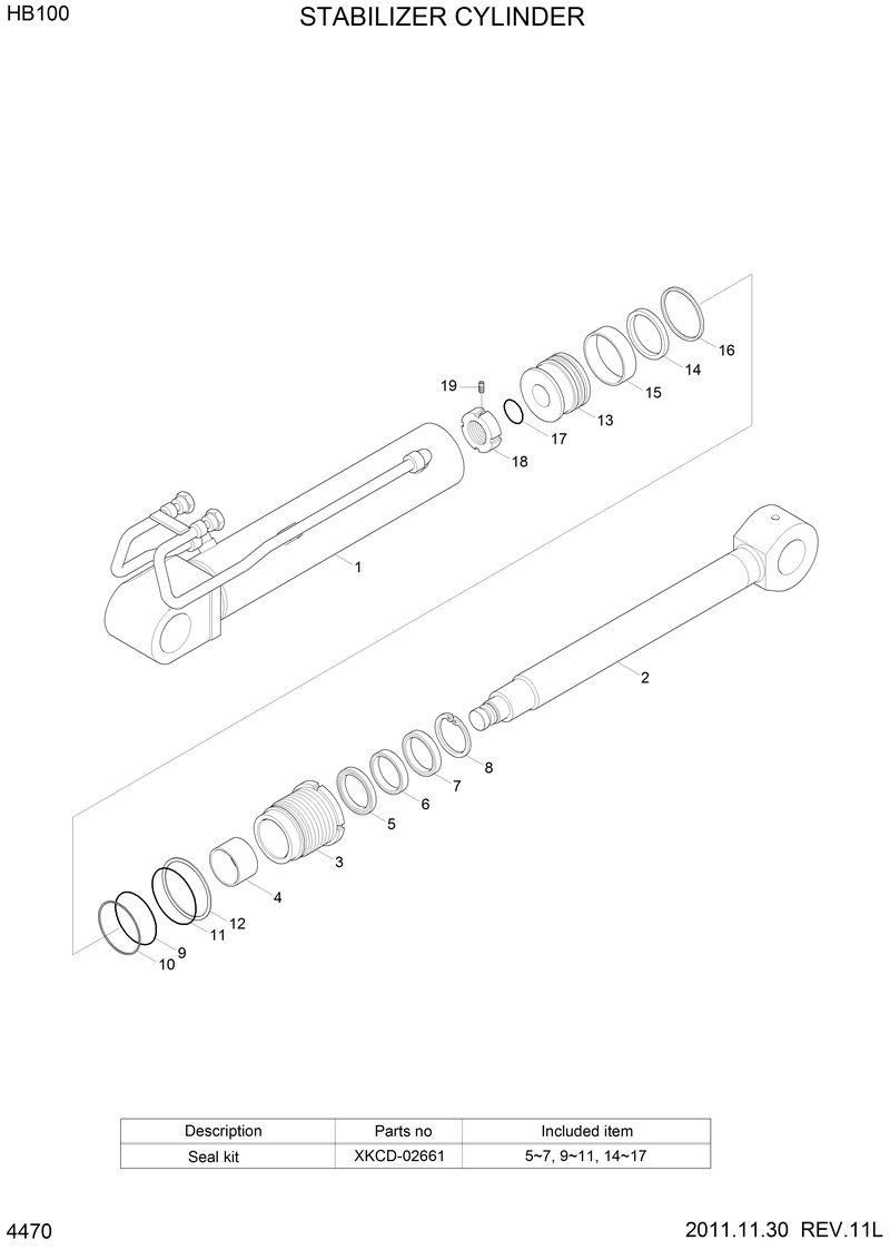 Схема запчастей Hyundai HB100 - STABILIZER CYLINDER 