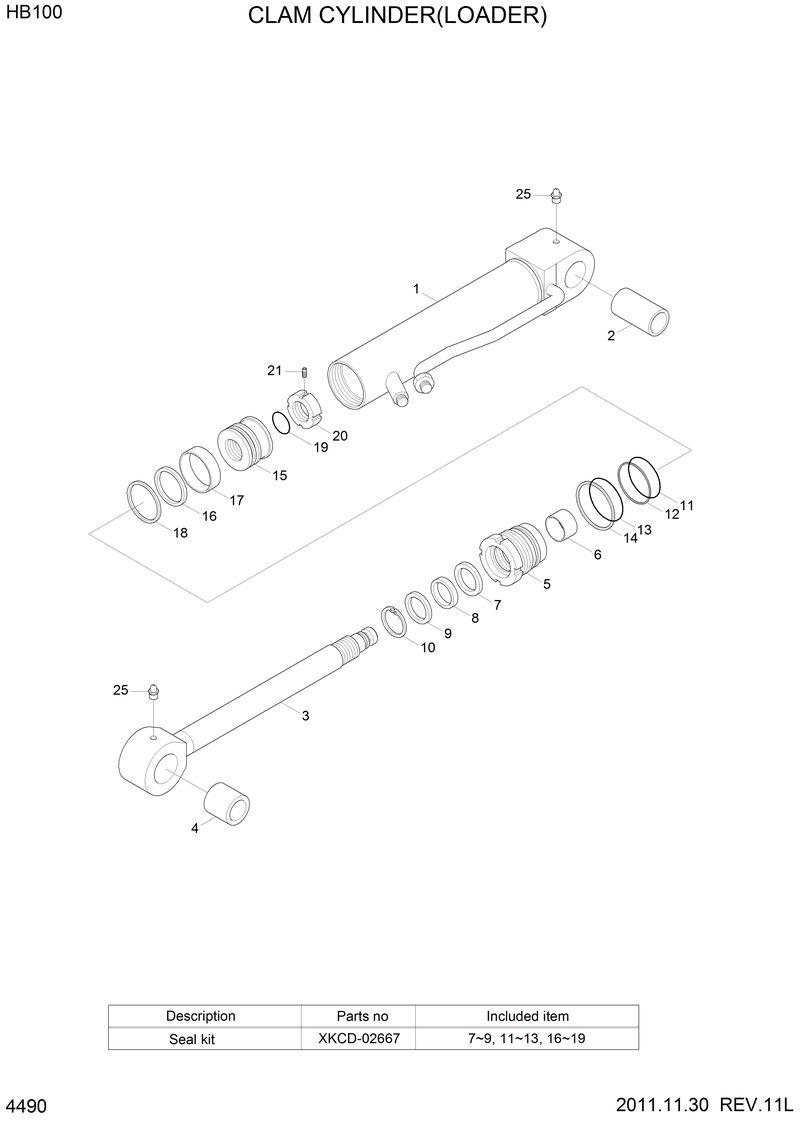 Схема запчастей Hyundai HB100 - CLAM CYLINDER (LOADER) 