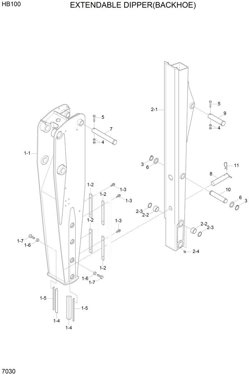 Схема запчастей Hyundai HB100 - EXTENDABLE DIPPER(BACKHOE) 