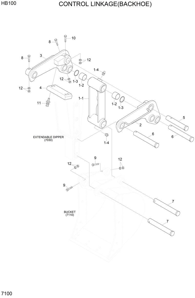 Схема запчастей Hyundai HB100 - CONTROL LINKAGE(BACKHOE) 