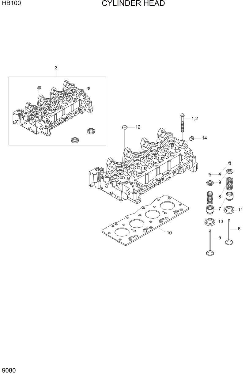 Схема запчастей Hyundai HB100 - CYLINDER HEAD 