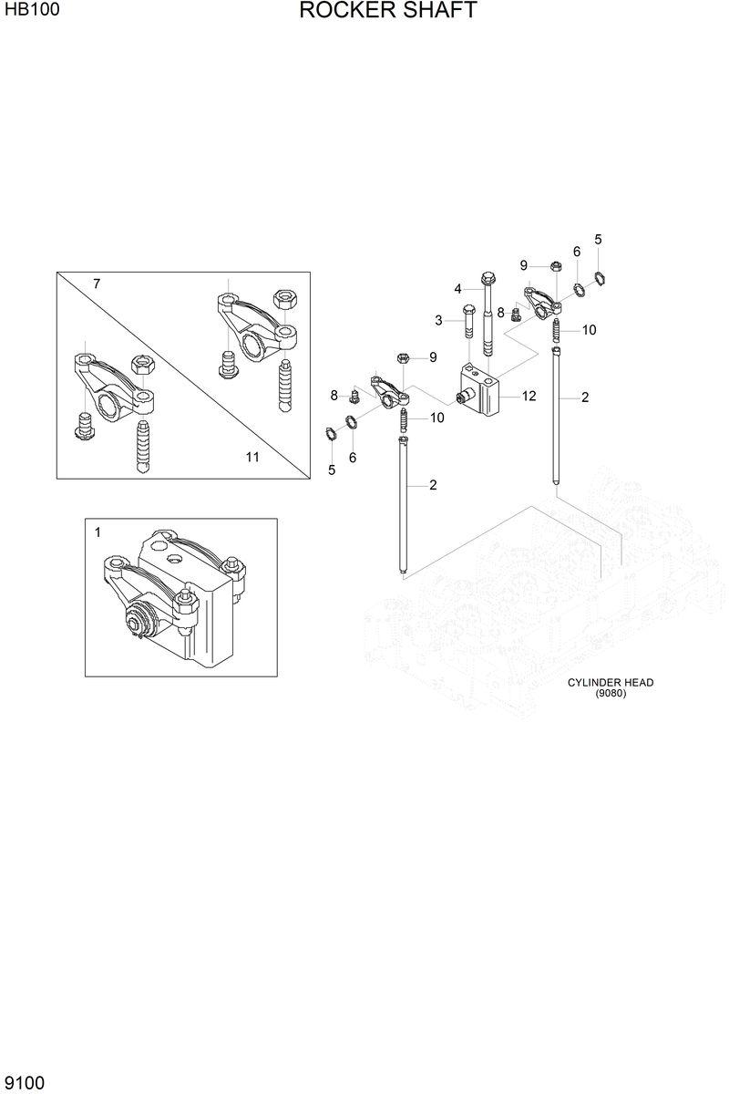 Схема запчастей Hyundai HB100 - ROCKER SHAFT 