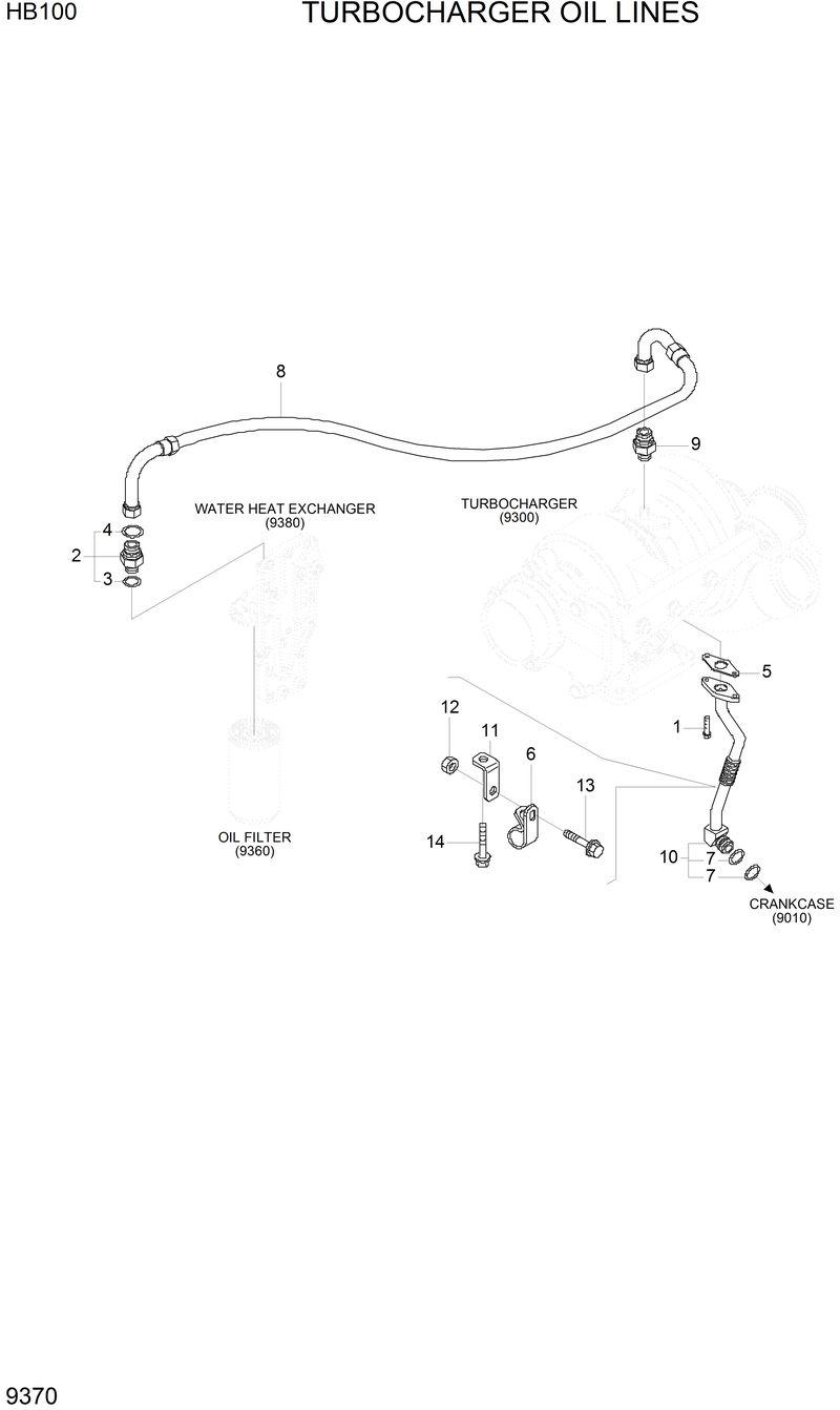 Схема запчастей Hyundai HB100 - TURBOCHARGER OIL LINES 