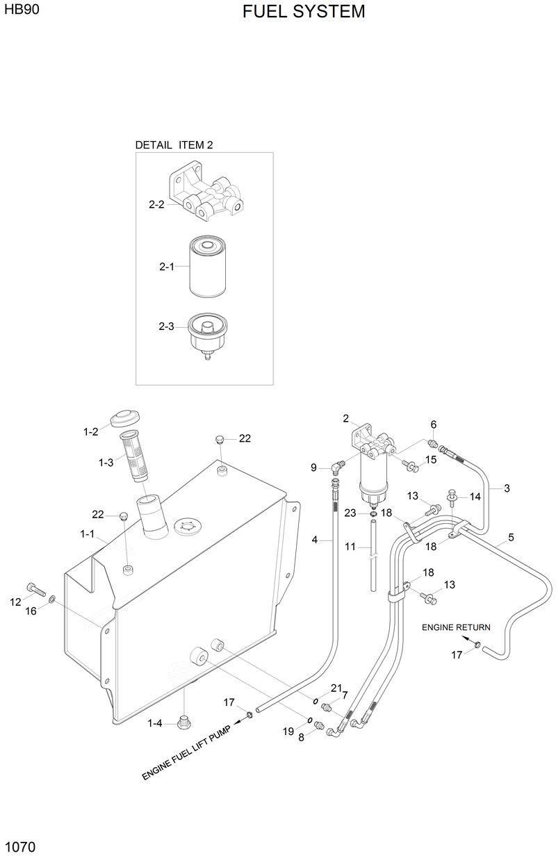 Схема запчастей Hyundai HB90 - FUELING SYSTEM 