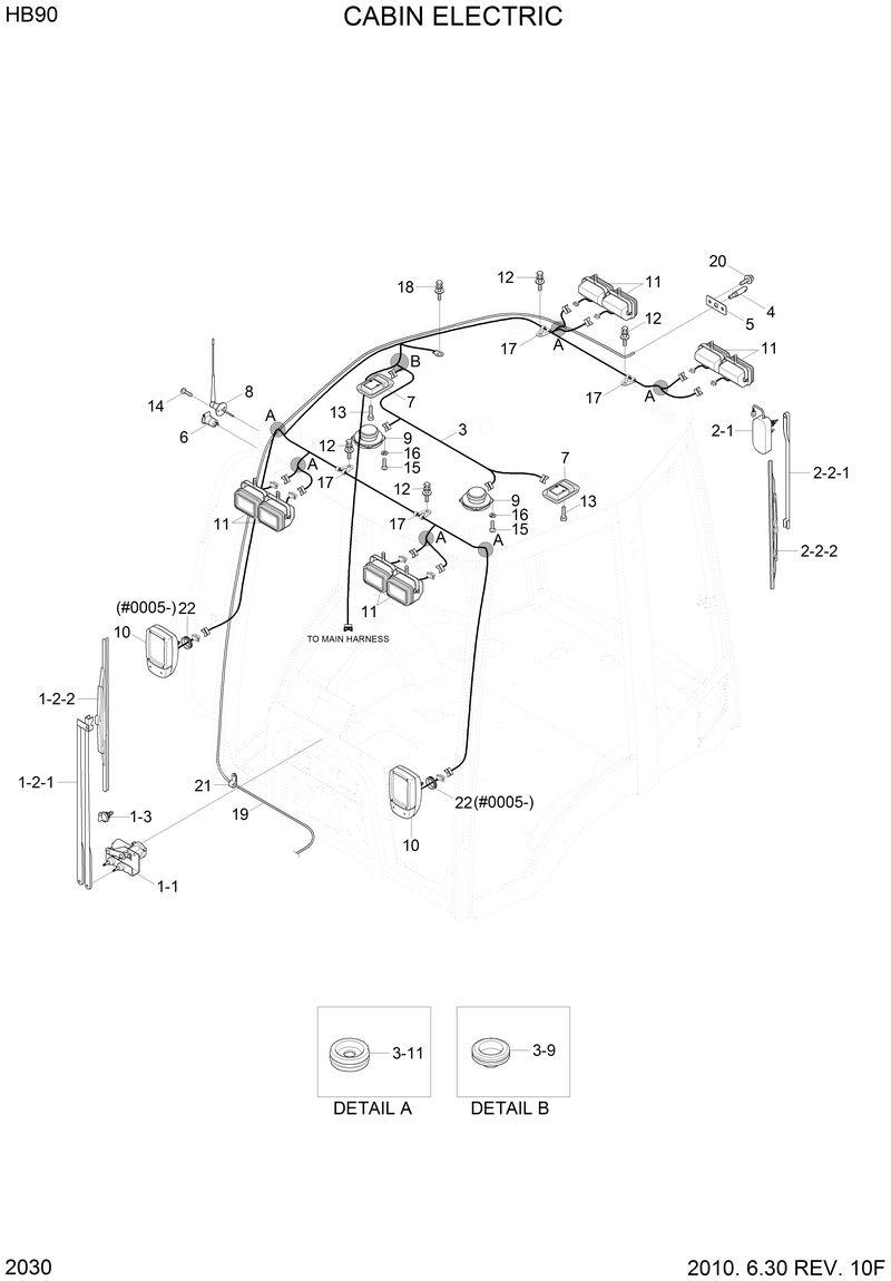 Схема запчастей Hyundai HB90 - CAB ELECTRIC 3 
