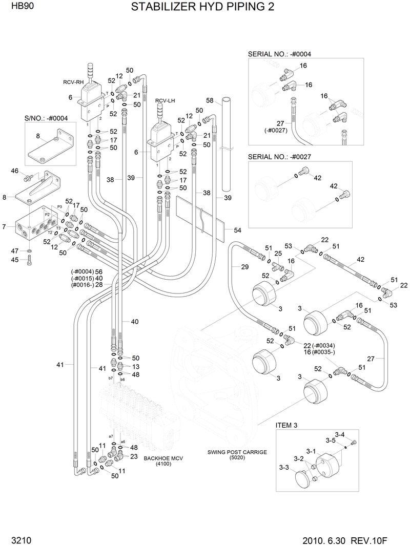 Схема запчастей Hyundai HB90 - STABILIZER HYD PIPING 2 