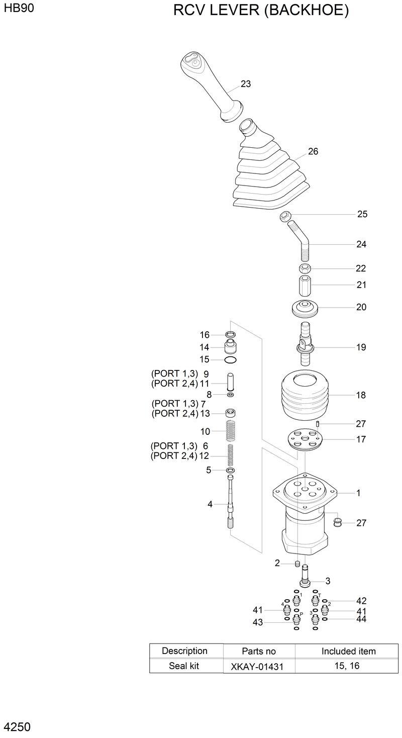 Схема запчастей Hyundai HB90 - RCV LEVER (BACKHOE) 