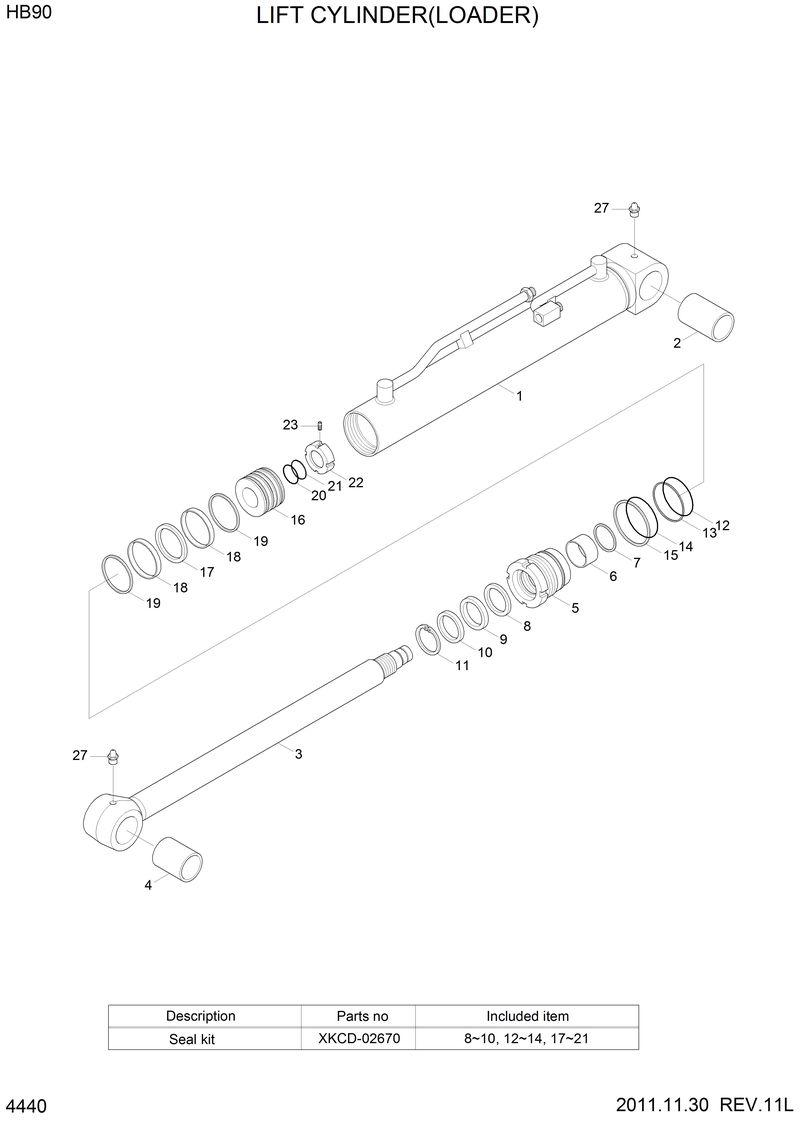 Схема запчастей Hyundai HB90 - LIFT CYLINDER (LOADER) 